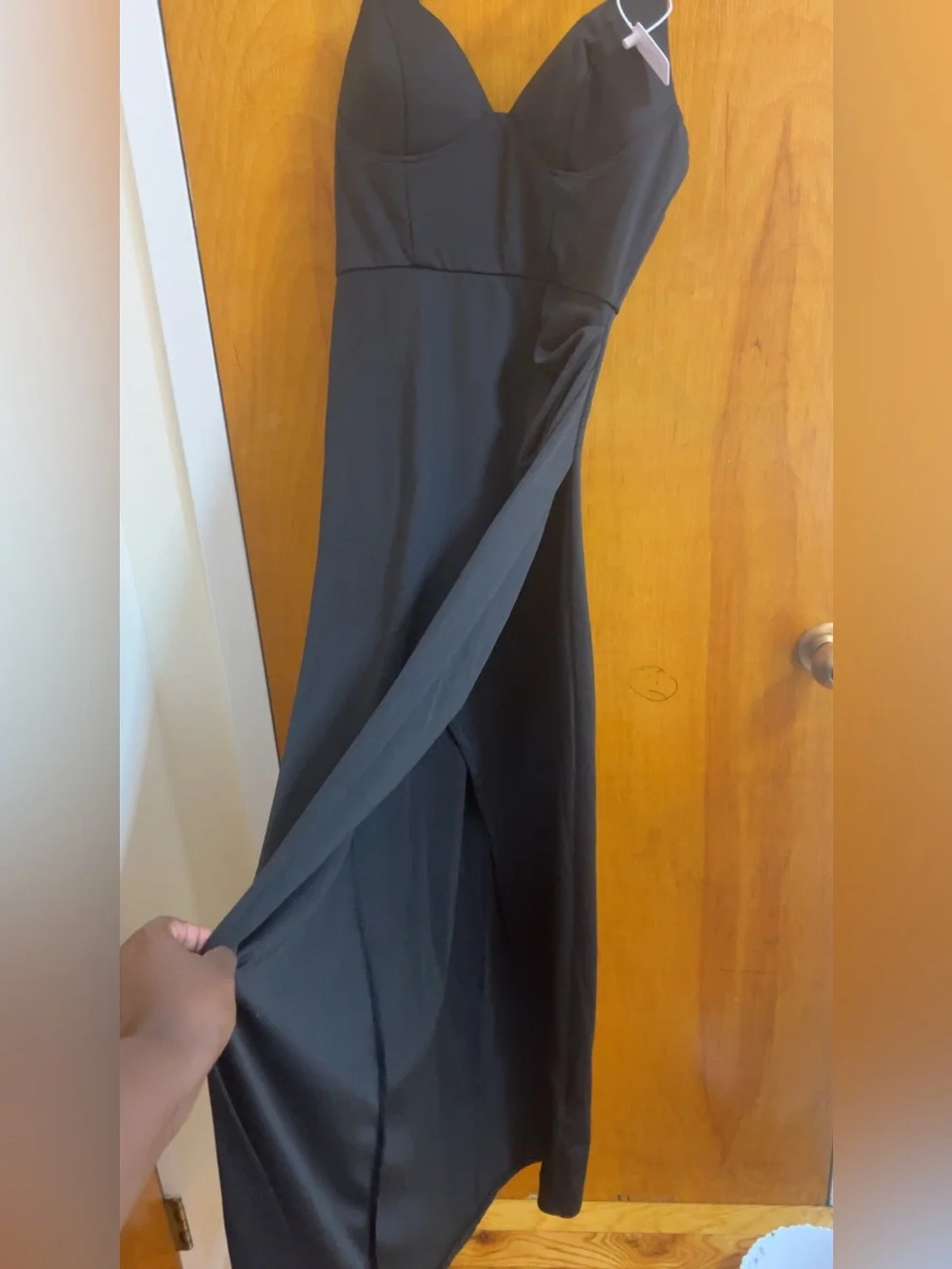 Belle S Black Wrap Hem Cami Formal Maxi Dress Size M BNWT